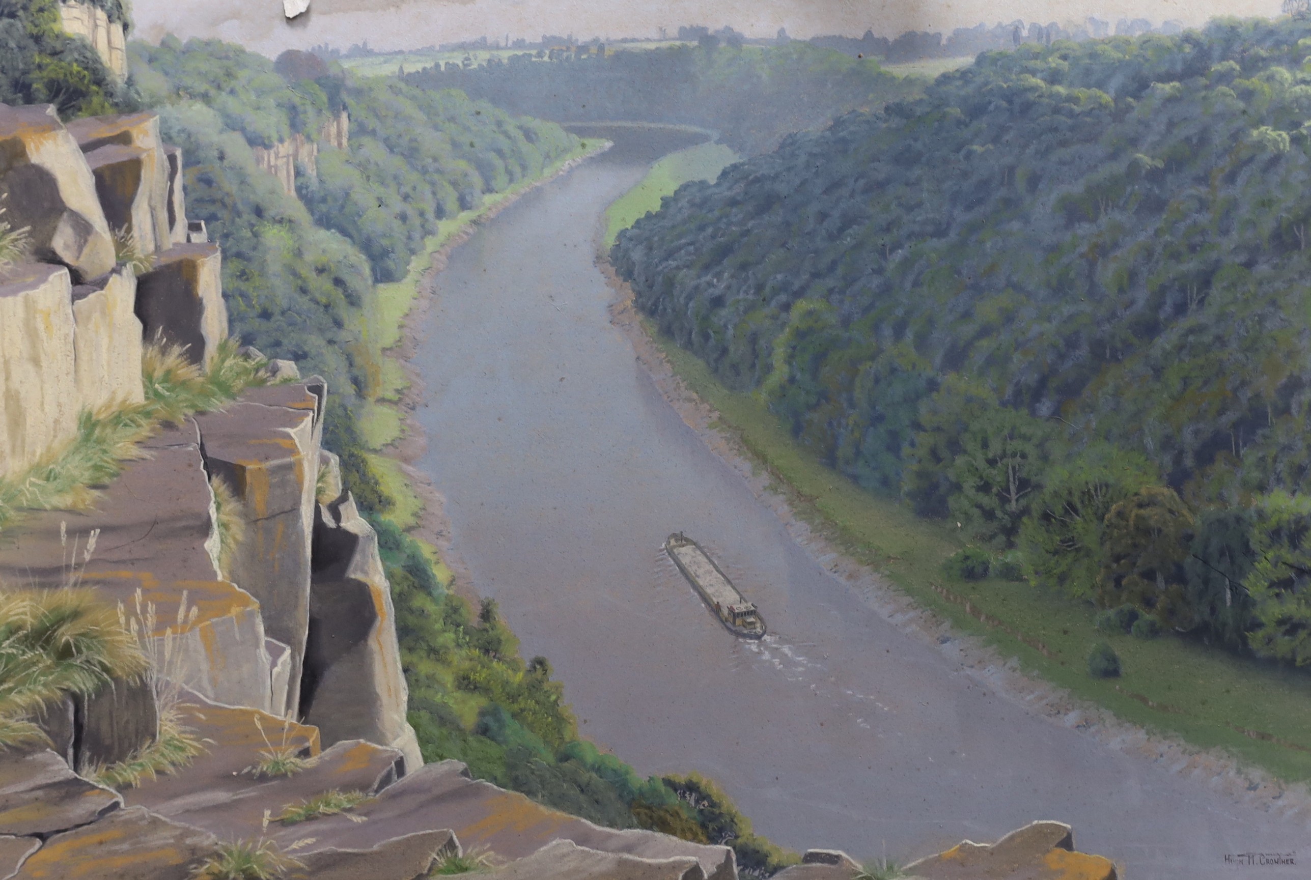 Hugh Melvill Crowther (1914-2003), pastel, 'Longhope Reach', signed, 53 x 78cm, unframed